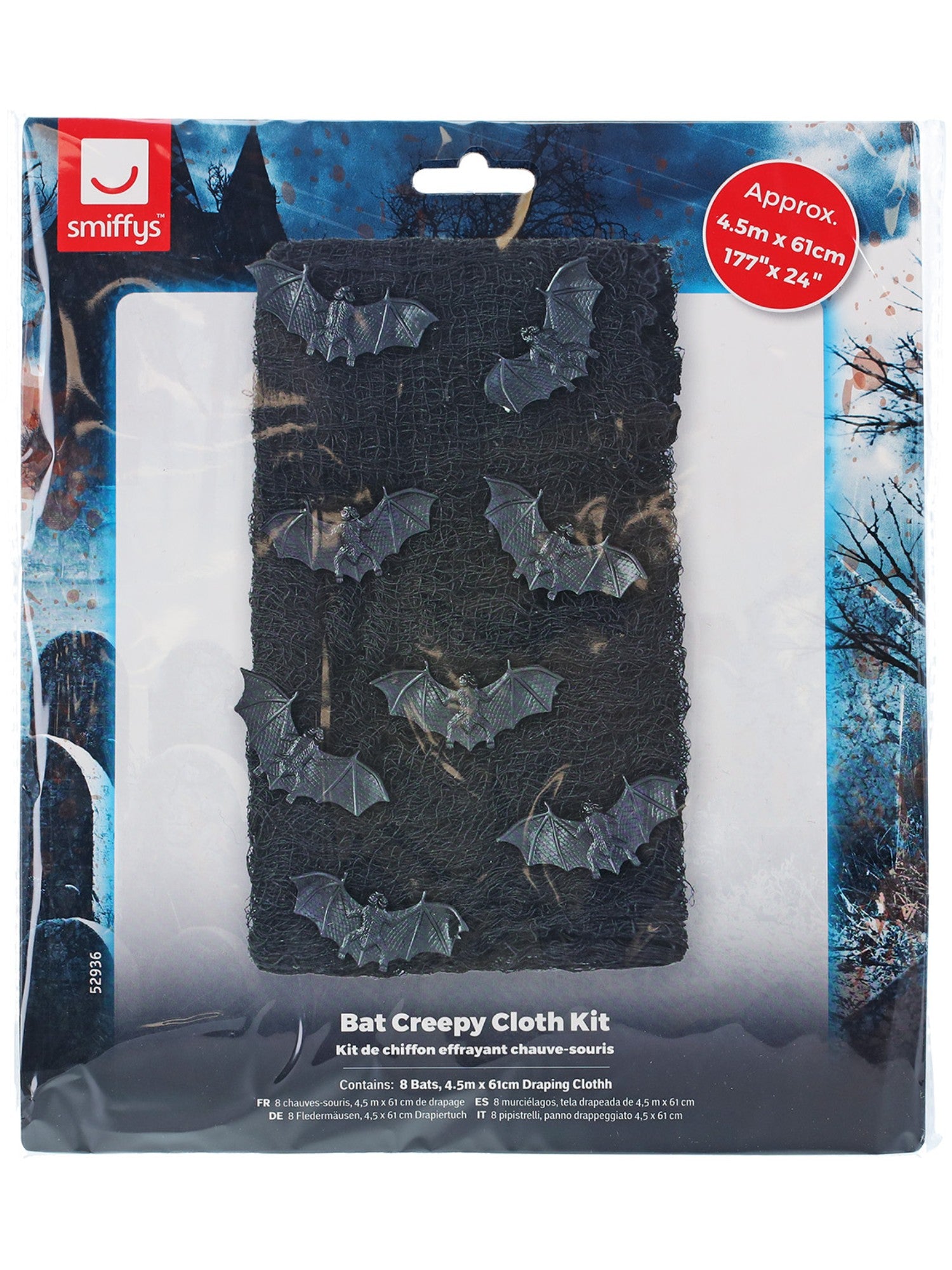 smiffys-fever-fledermaus-grusel-tuch-deko-set-schwarz image 2