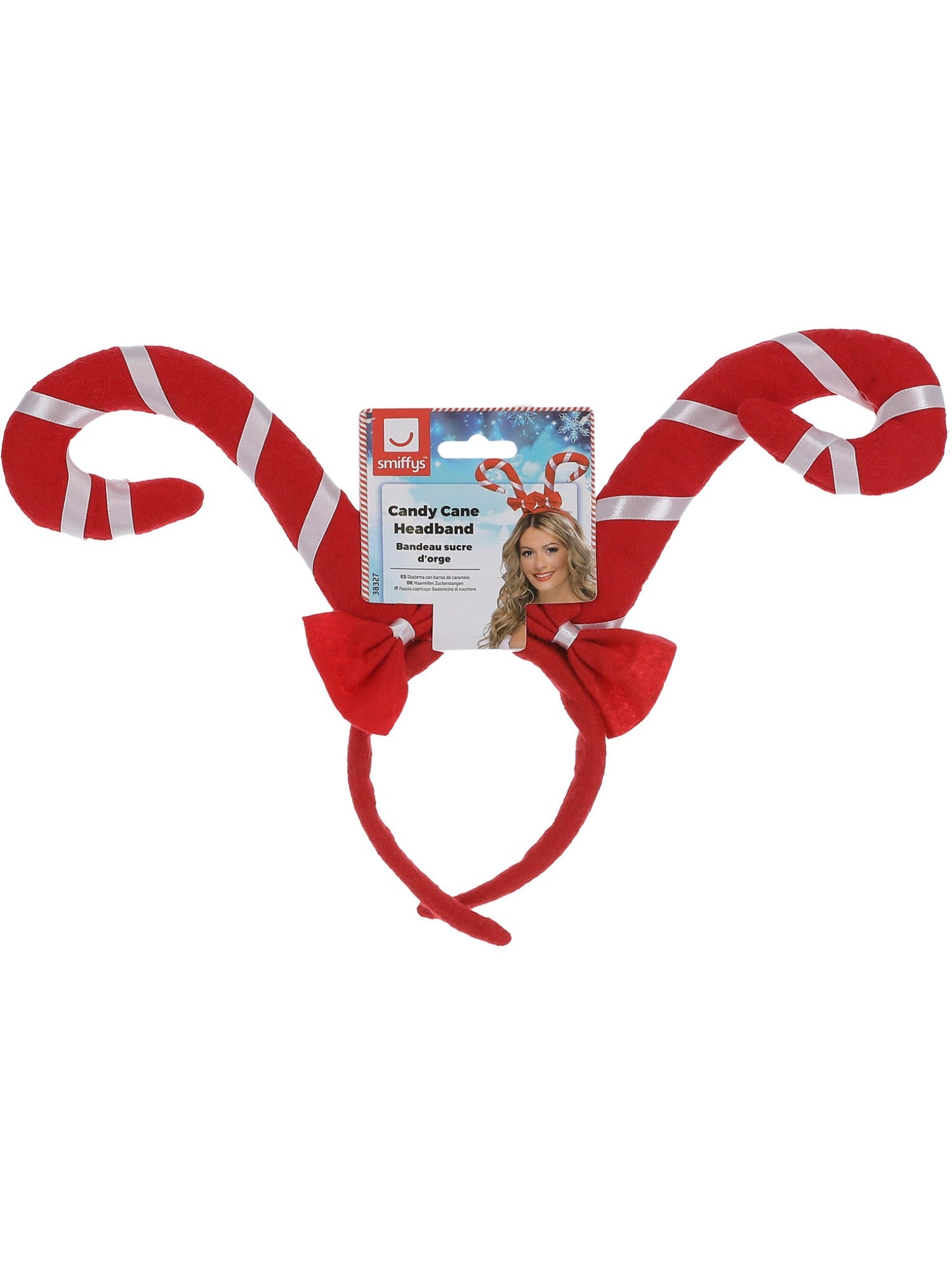 smiffys-fever-zuckerstangen-haarreif-rot-wei-schleife image 2