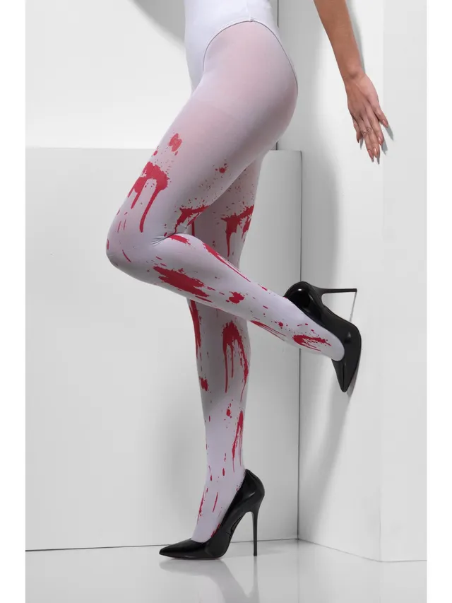 smiffys-fever-strumpfhose-wei-blutspritzer-blickdicht image 1