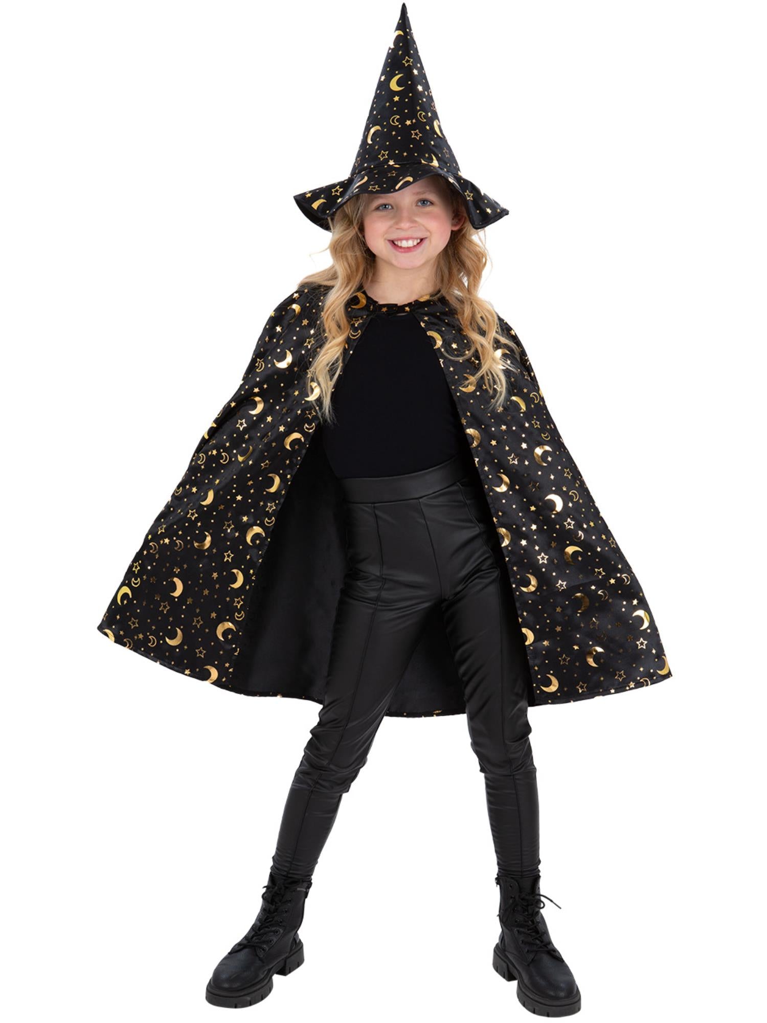smiffys-fever-wizard-kost-m-kinder-schwarz-umhang-hut image 5