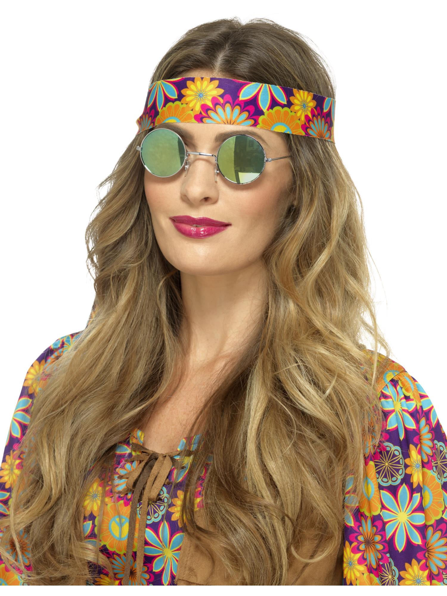 smiffys-fever-hippie-brille-rund-verspiegelt-gr-n-blau image 1