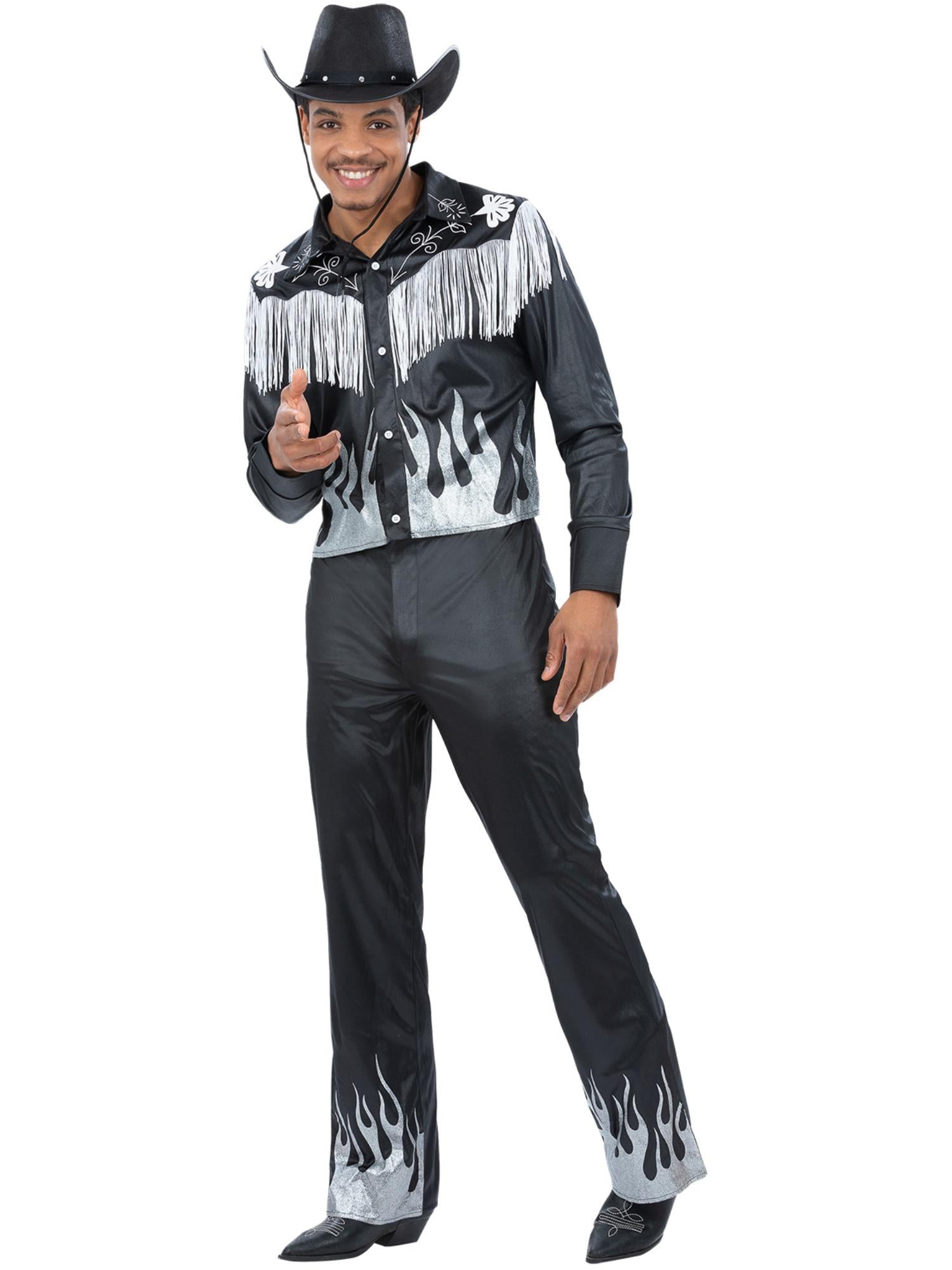 smiffys-fever-glamorous-cowboy-kost-m-schwarz-gr-m-mit-fransen image 1