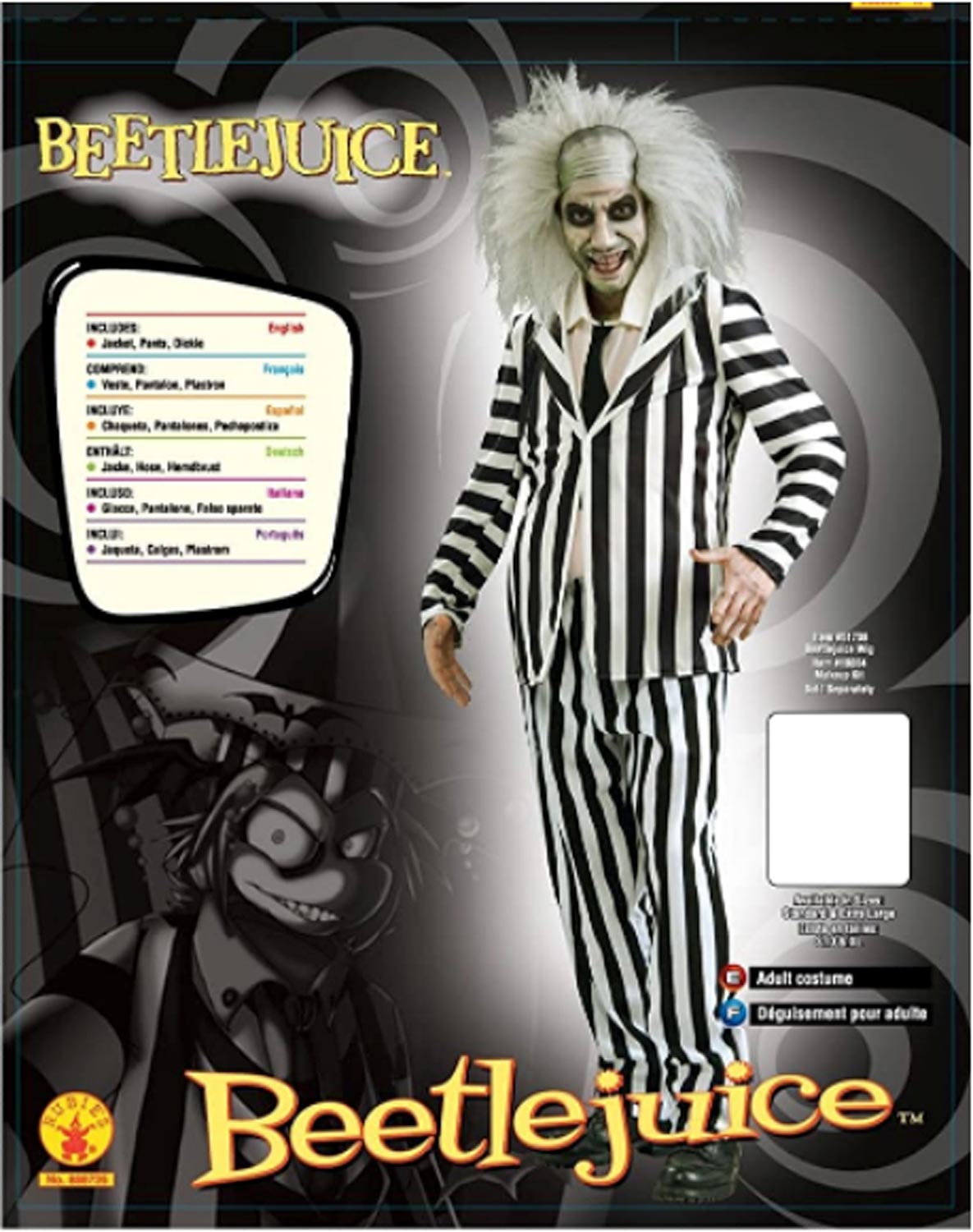 rubies-beetlejuice-classique-kost-m-erwachsene-schwarz-wei-gestreift image 2