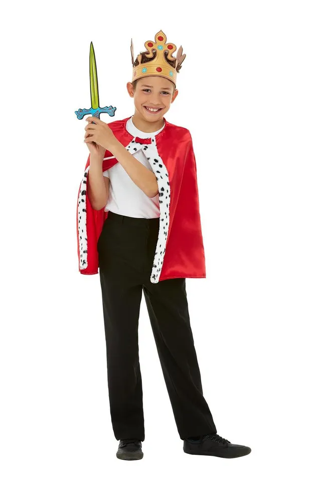 smiffys-fever-royal-kit-k-nig-kost-m-rot-kinder-cape-krone image 1