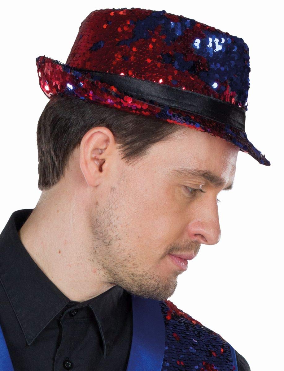 rubie-s-deluxe-fedora-wendepailletten-rot-blau-hut image 1