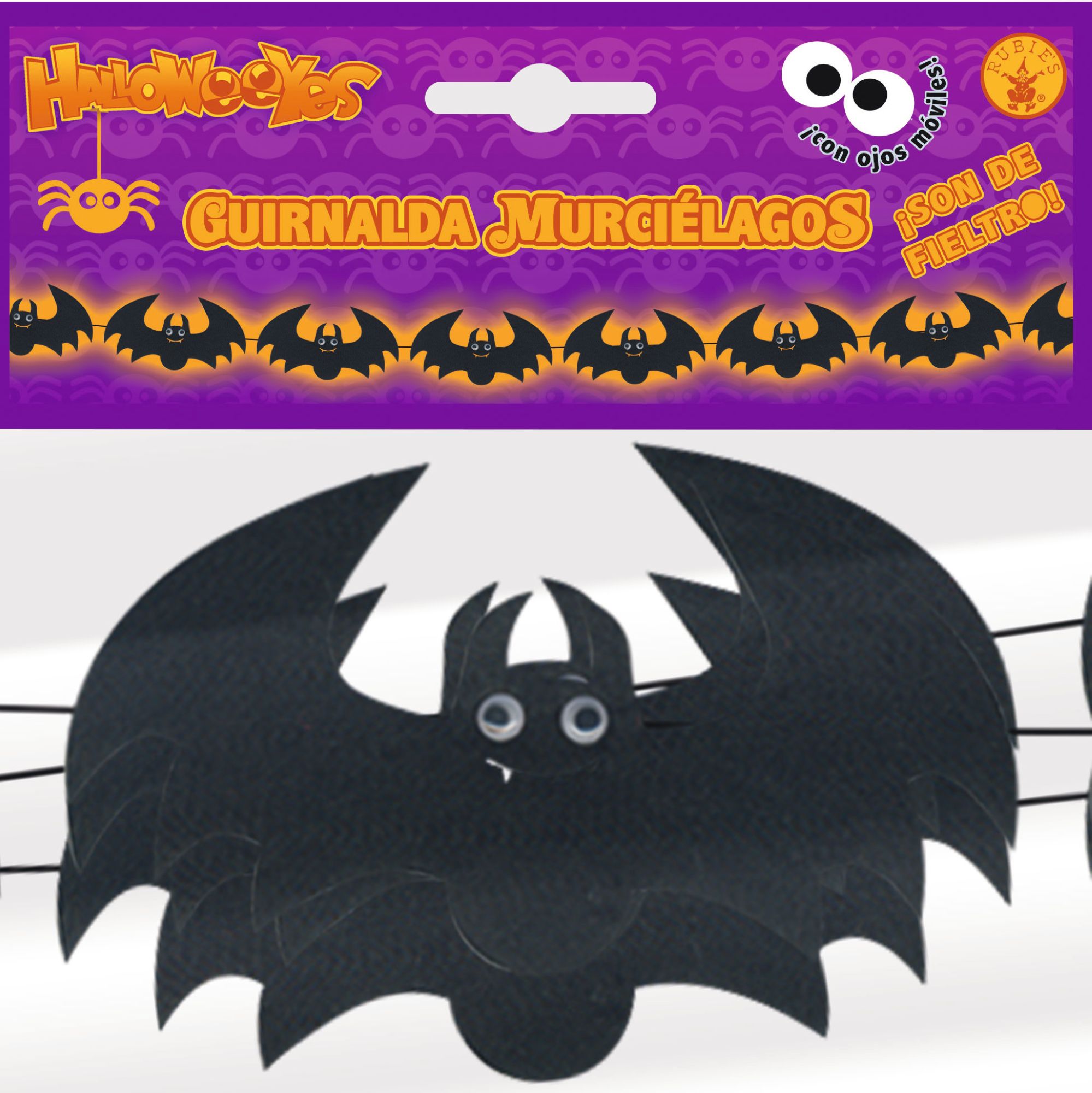 rubies-fledermaus-girlande-schwarz-filz-wackelaugen-halloween image 2