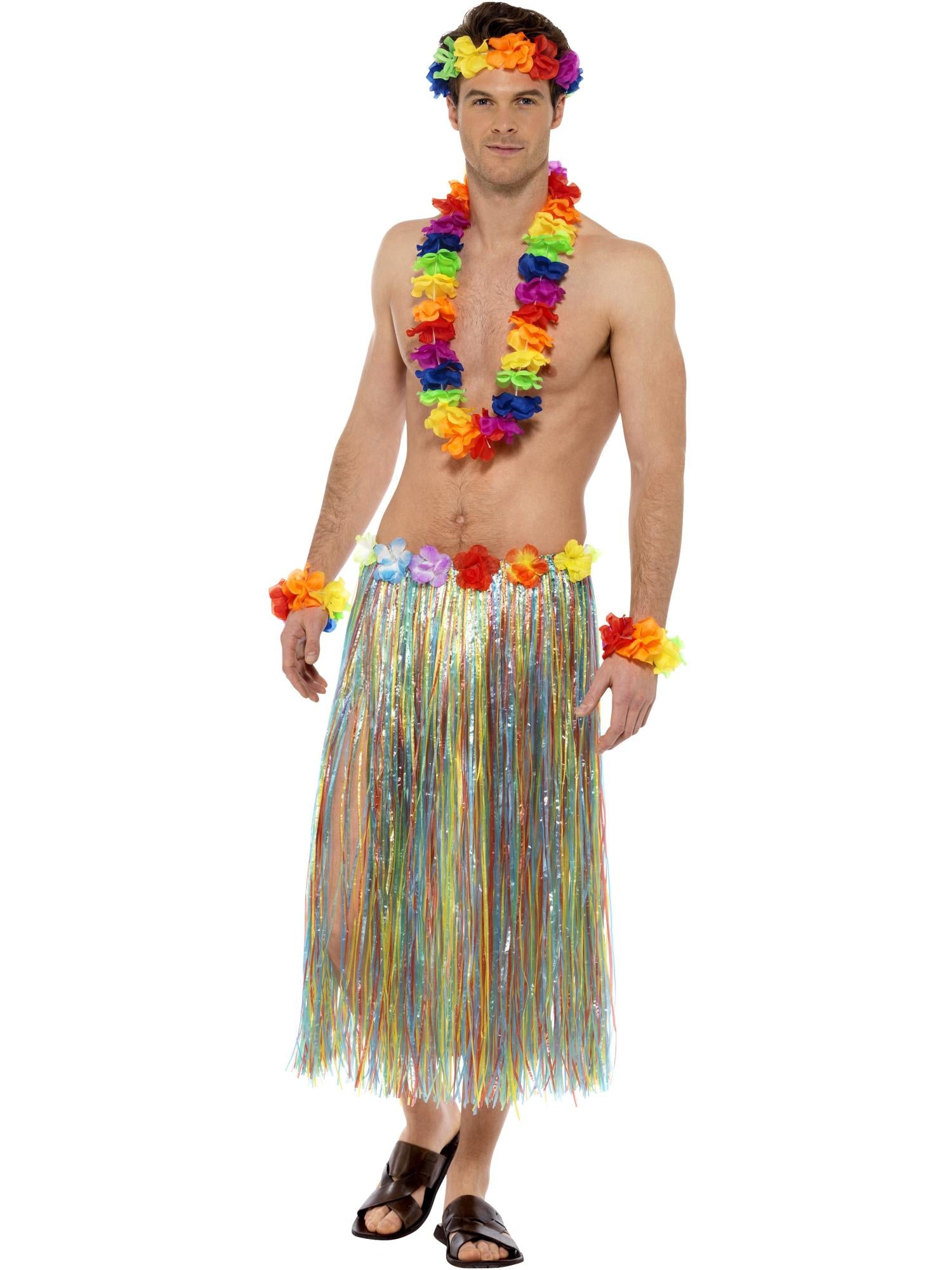 smiffys-fever-hawaii-set-regenbogen-bunt-3-teilig-blumen image 2