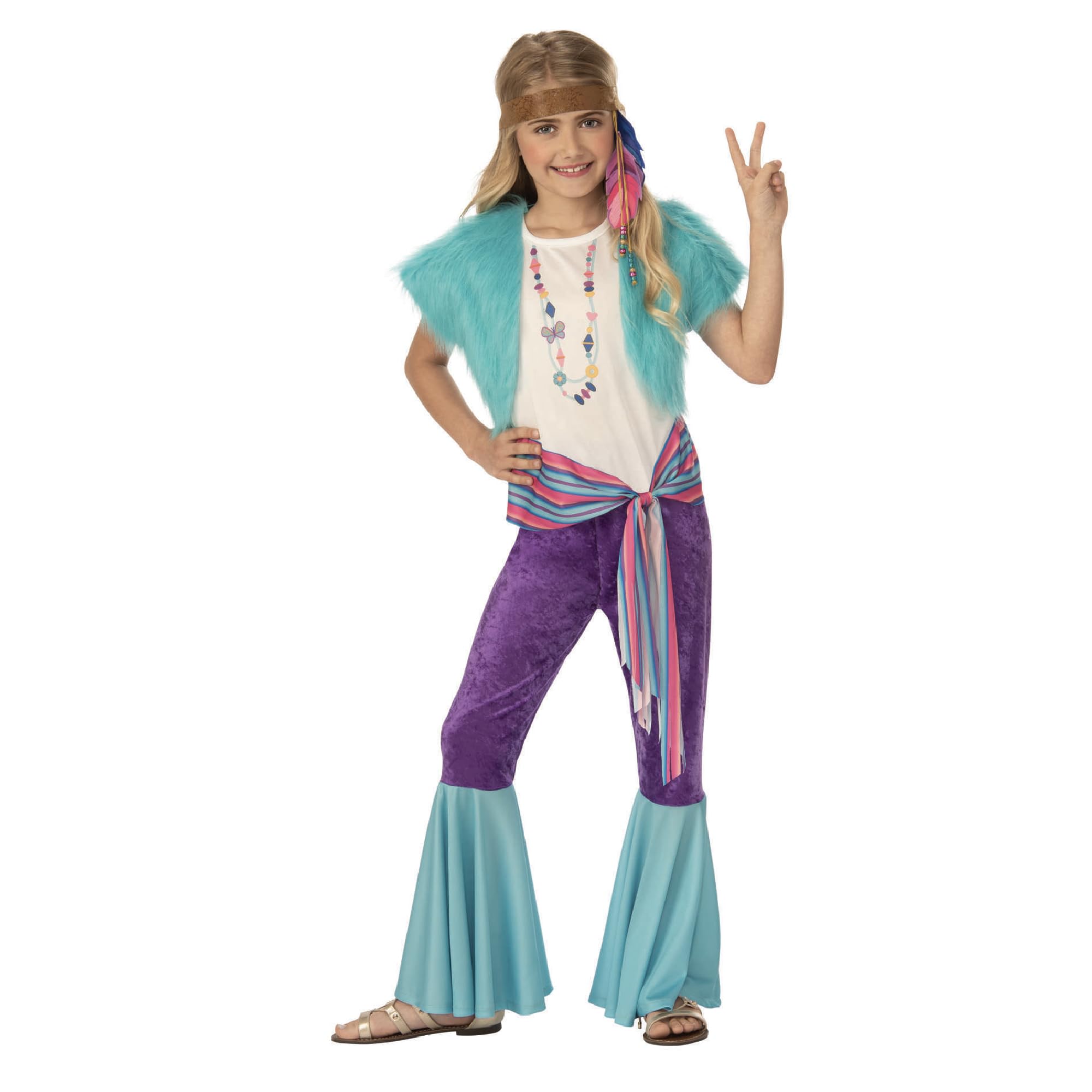 rubie-s-deluxe-hippie-kost-m-m-dchen-xl-60er-mit-weste image 1