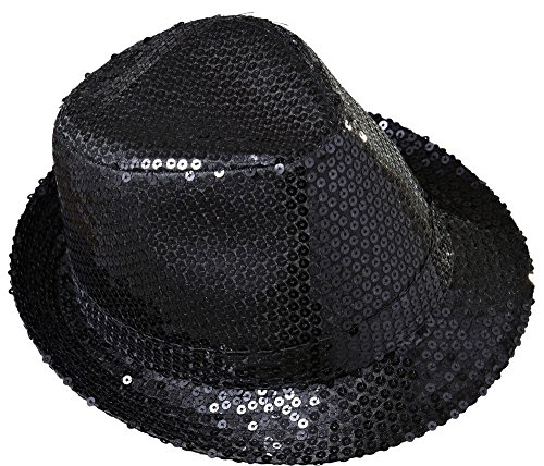 rubie-s-deluxe-pailletten-fedora-hut-schwarz-disco image 2