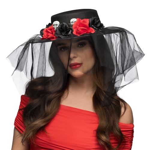 boland-97089-llorona-hut-mit-schleier-schwarz-rot image 6