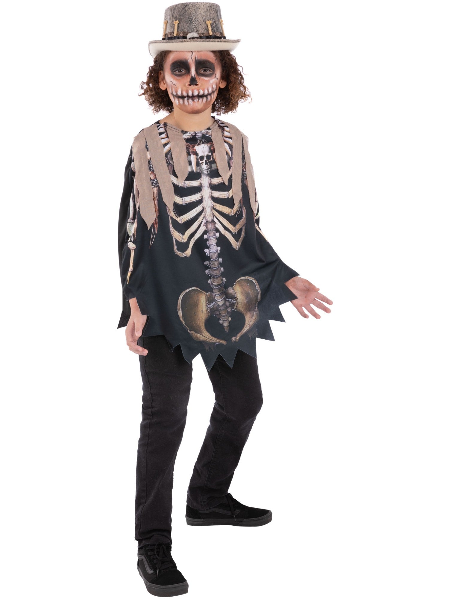 smiffys-fever-voodoo-poncho-kinder-schwarz-beige image 4
