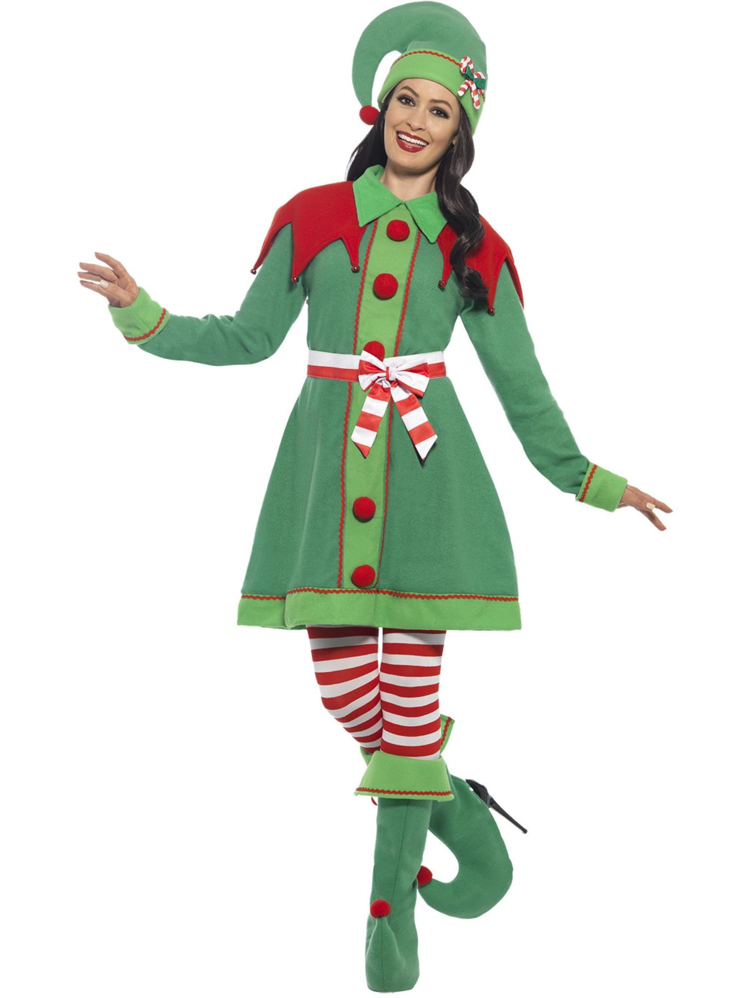 smiffys-fever-miss-elf-kost-m-damen-gr-n-6-tlg image 4