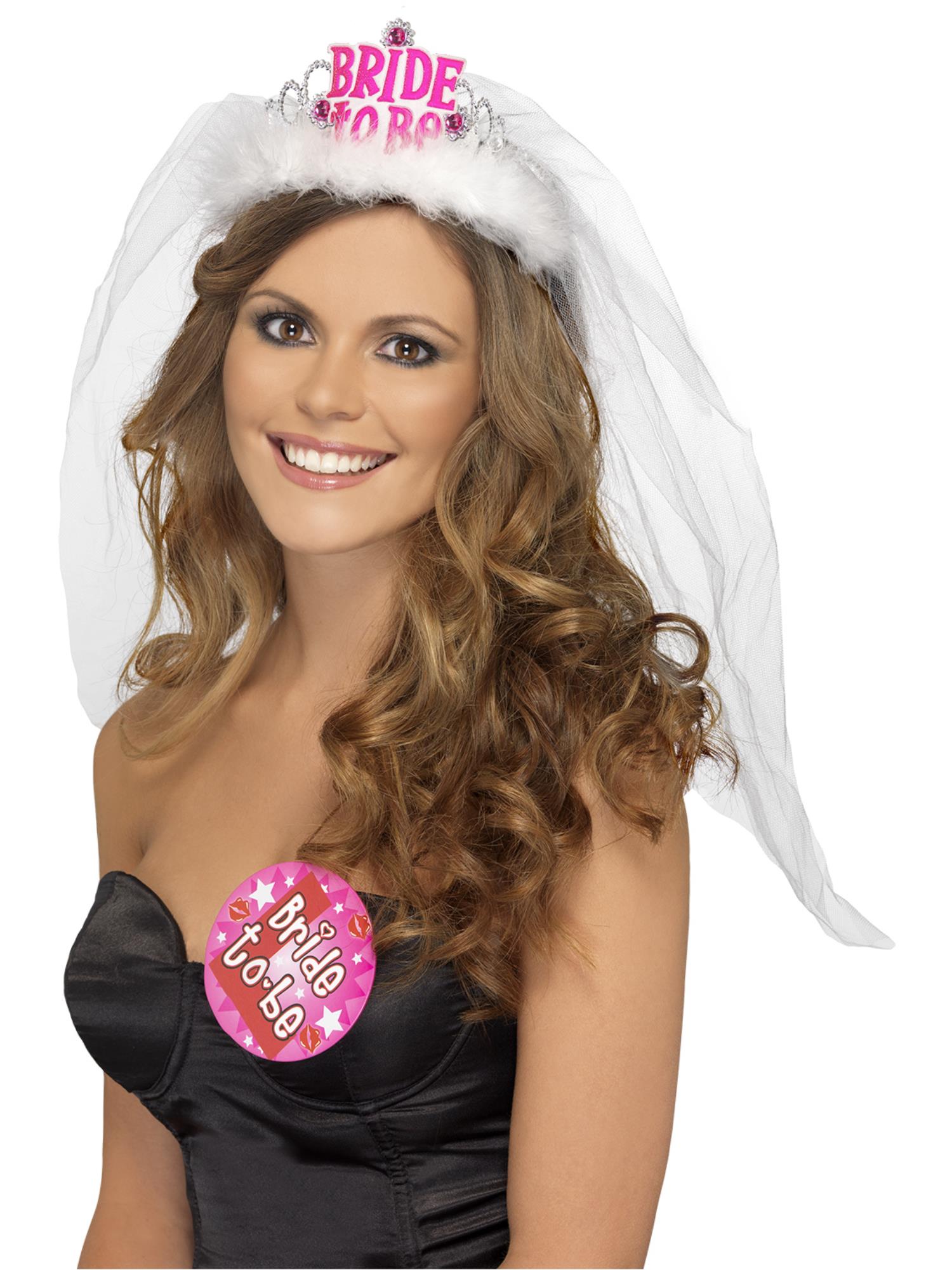 smiffys-fever-bride-to-be-tiara-wei-mit-schleier image 1