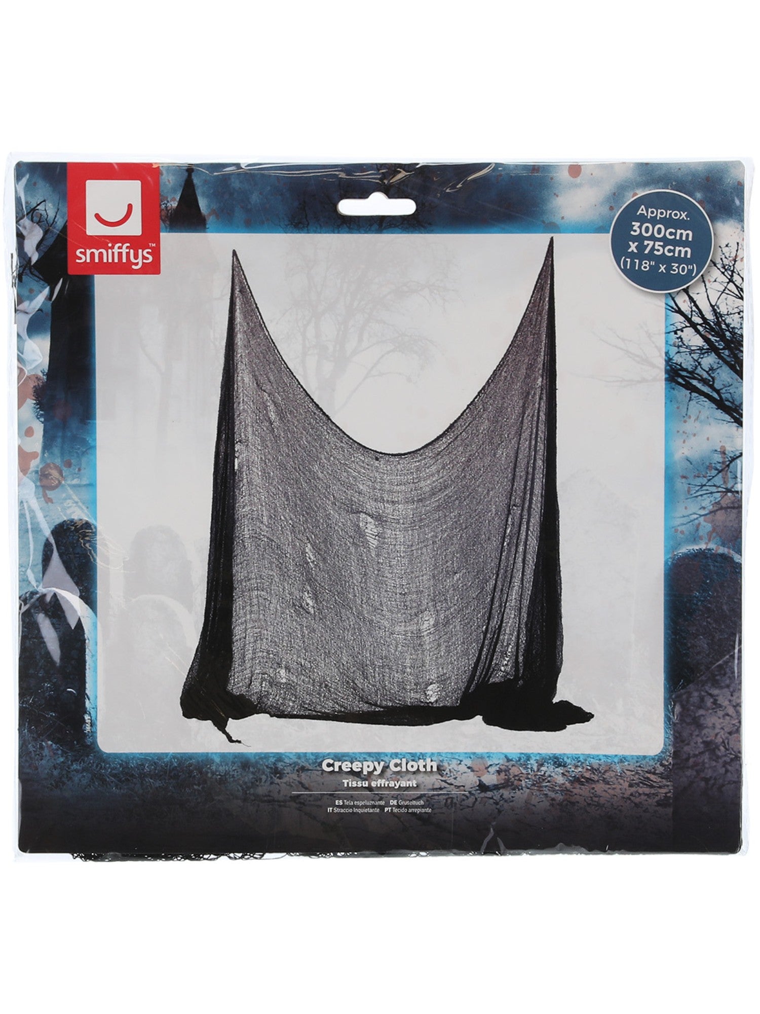 smiffys-fever-gruselstoff-deko-schwarz-75-x-300-cm image 3