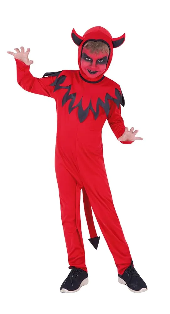 rubie-s-deluxe-teufel-kost-m-kinder-rot-jumpsuit-h-rner image 1