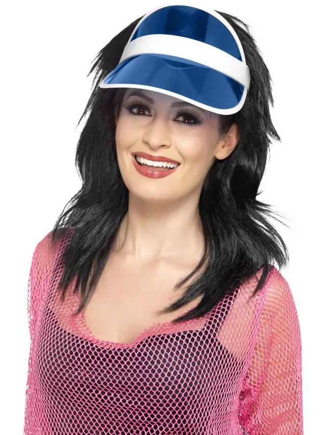 smiffys-fever-80s-sun-visor-kappe-blau-80er-jahre-retro image 1