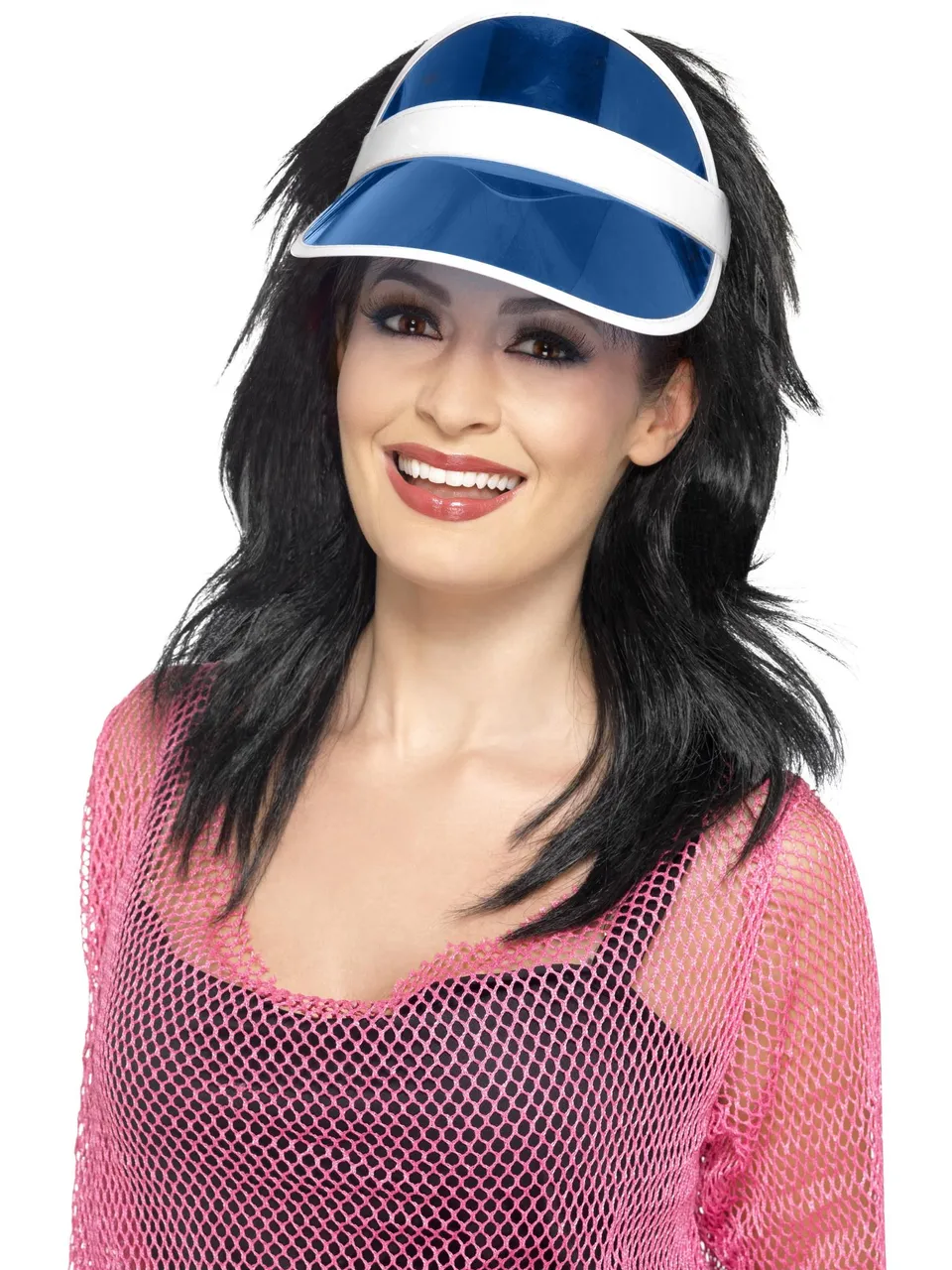 smiffys-fever-80s-sun-visor-kappe-blau-80er-jahre-retro image 1