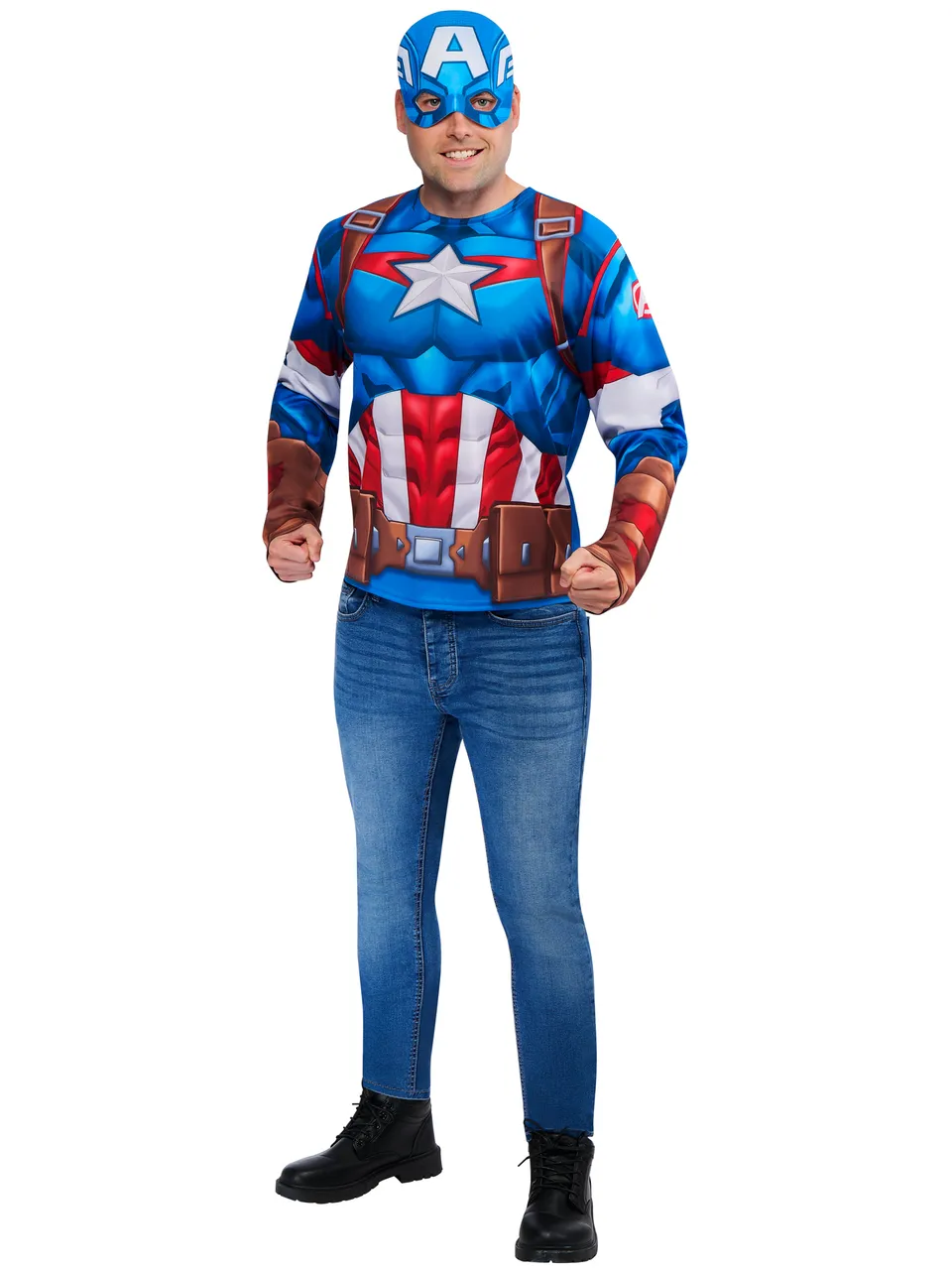 rubies-captain-america-top-maske-kost-m-m-l-erwachsene image 1