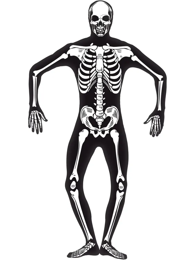 smiffys-fever-skeleton-second-skin-kost-m-schwarz-m-mit-kapuze image 1