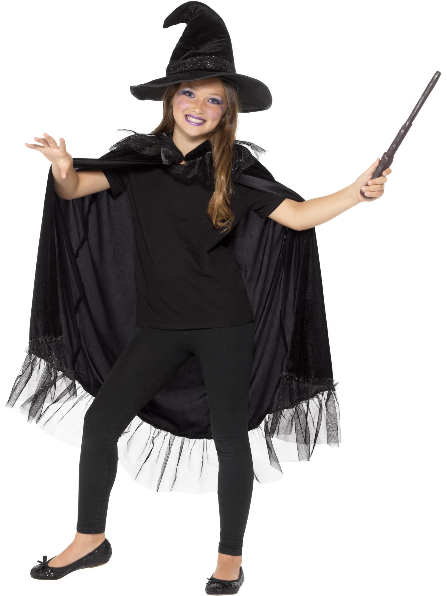 smiffys-fever-hexen-set-schwarz-umhang-hut image 4