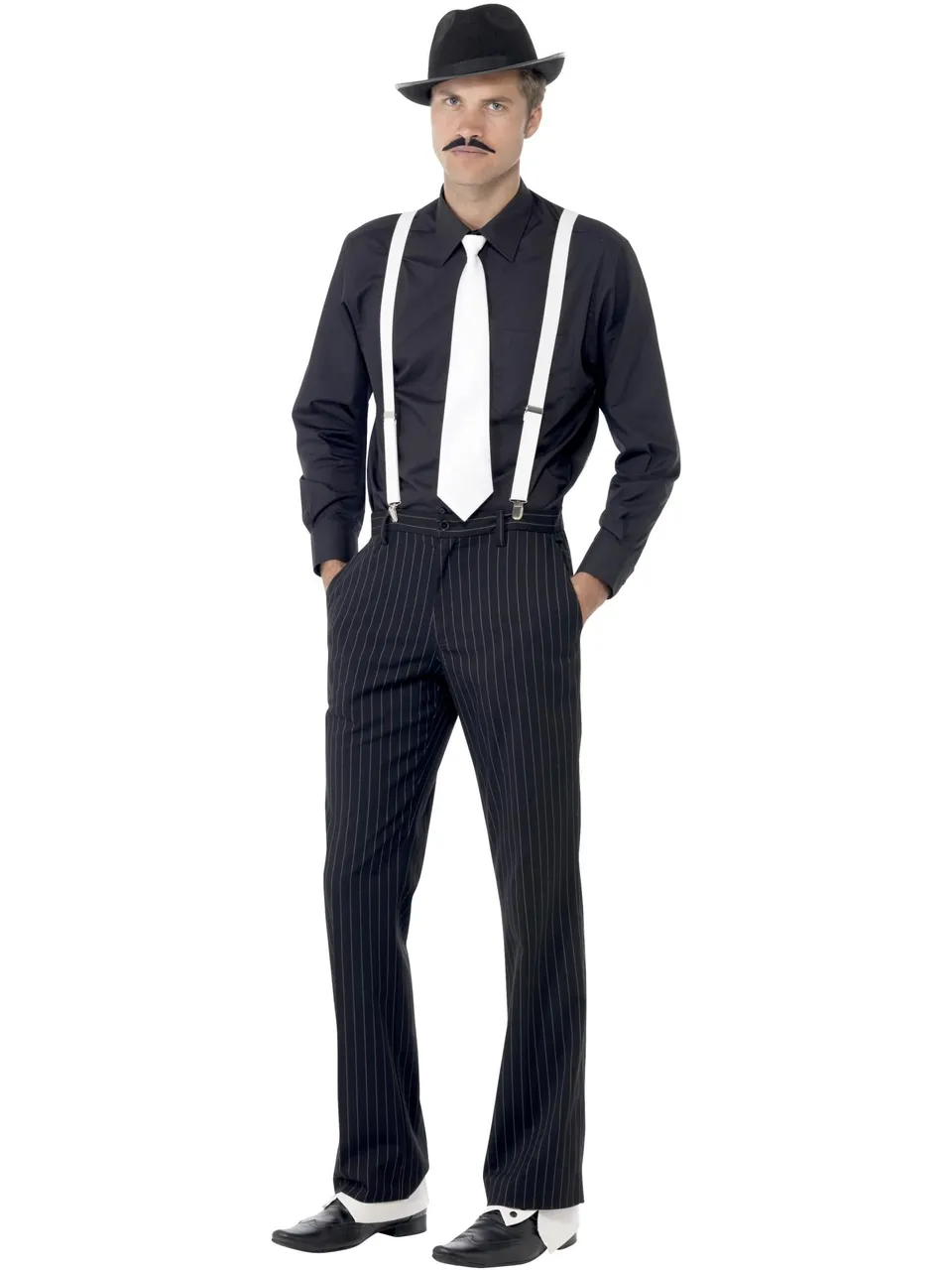 smiffys-fever-gangster-kost-m-set-schwarz-wei-5-tlg image 1