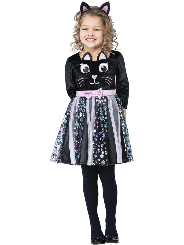 smiffys-fever-katze-kost-m-kleid-schwarz-gr-s-4-6-jahre image 1