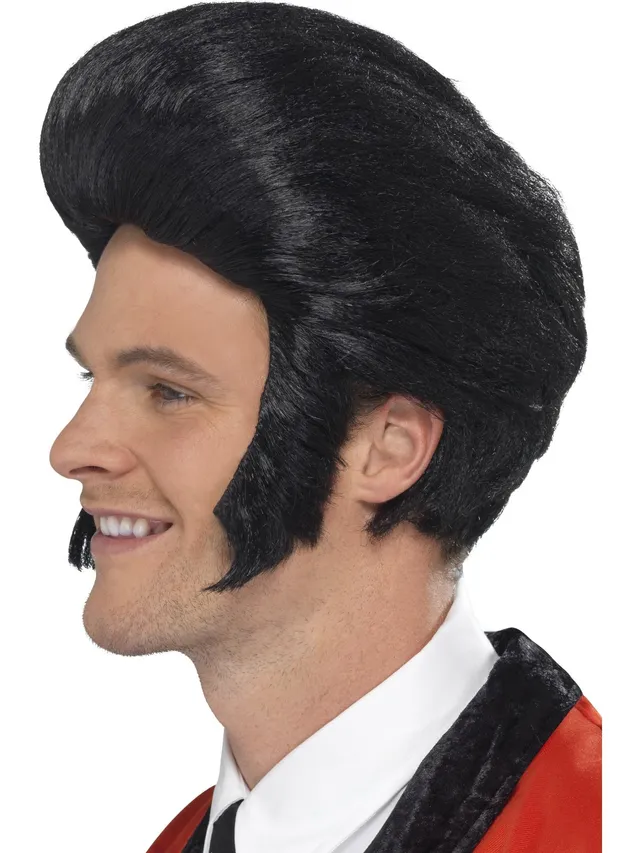 smiffys-fever-50s-quiff-king-per-cke-schwarz-kotletten-herren image 1