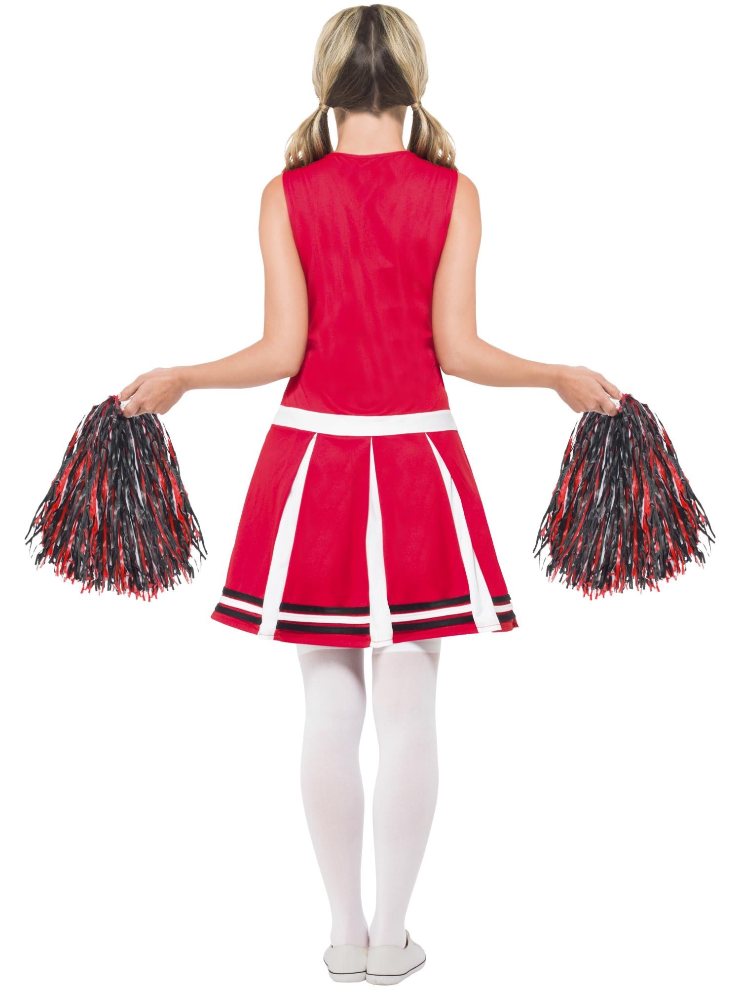 smiffys-fever-cheerleader-kost-m-rot-mit-pompoms-damen image 2