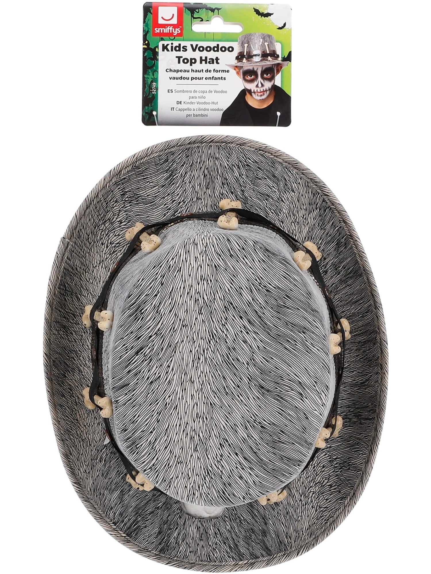 smiffys-fever-voodoo-zylinder-kinder-grau-totenkopf-hut image 3