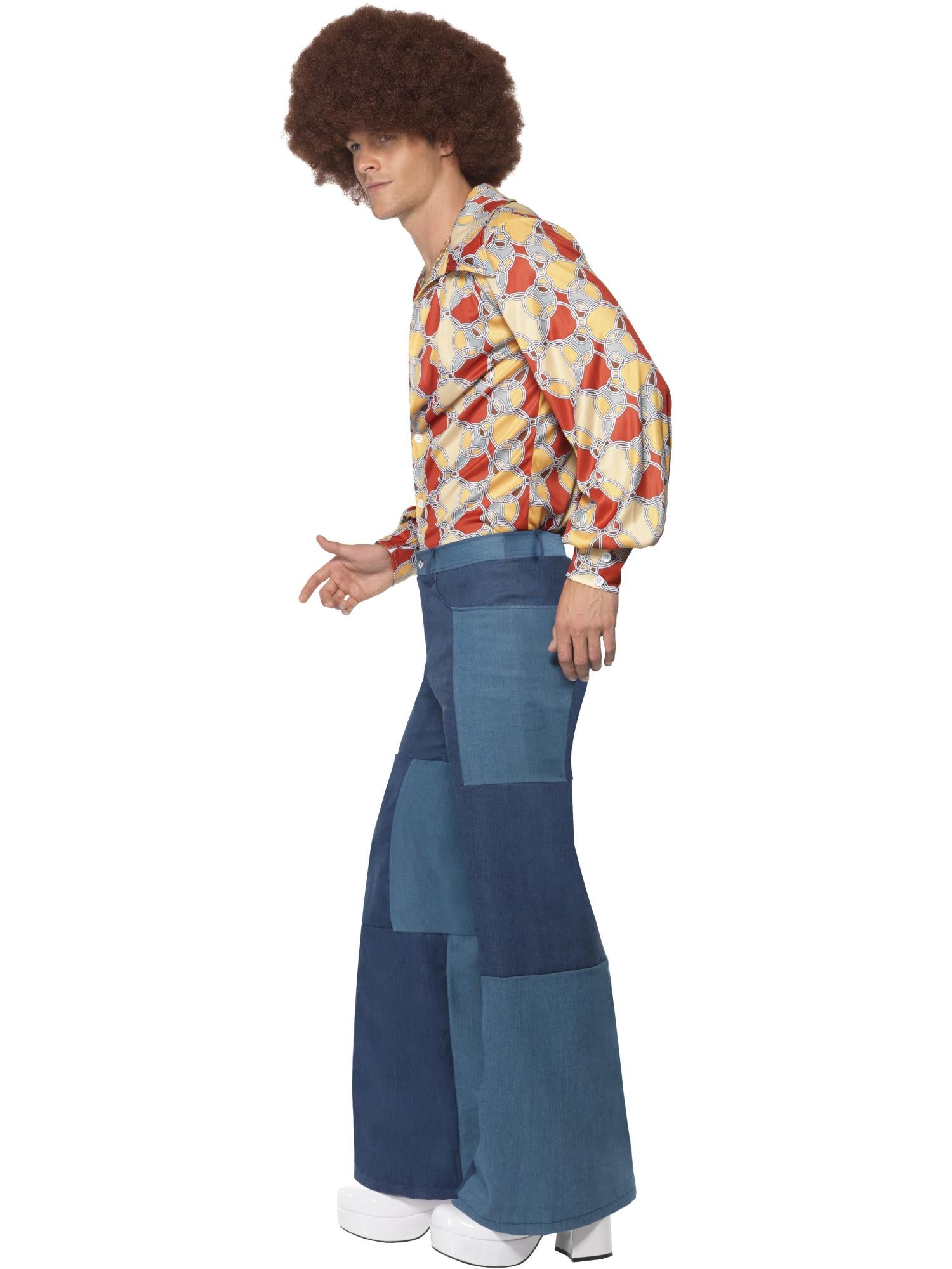 smiffys-fever-patchwork-schlaghose-herren-blau-denim-look-70er image 3