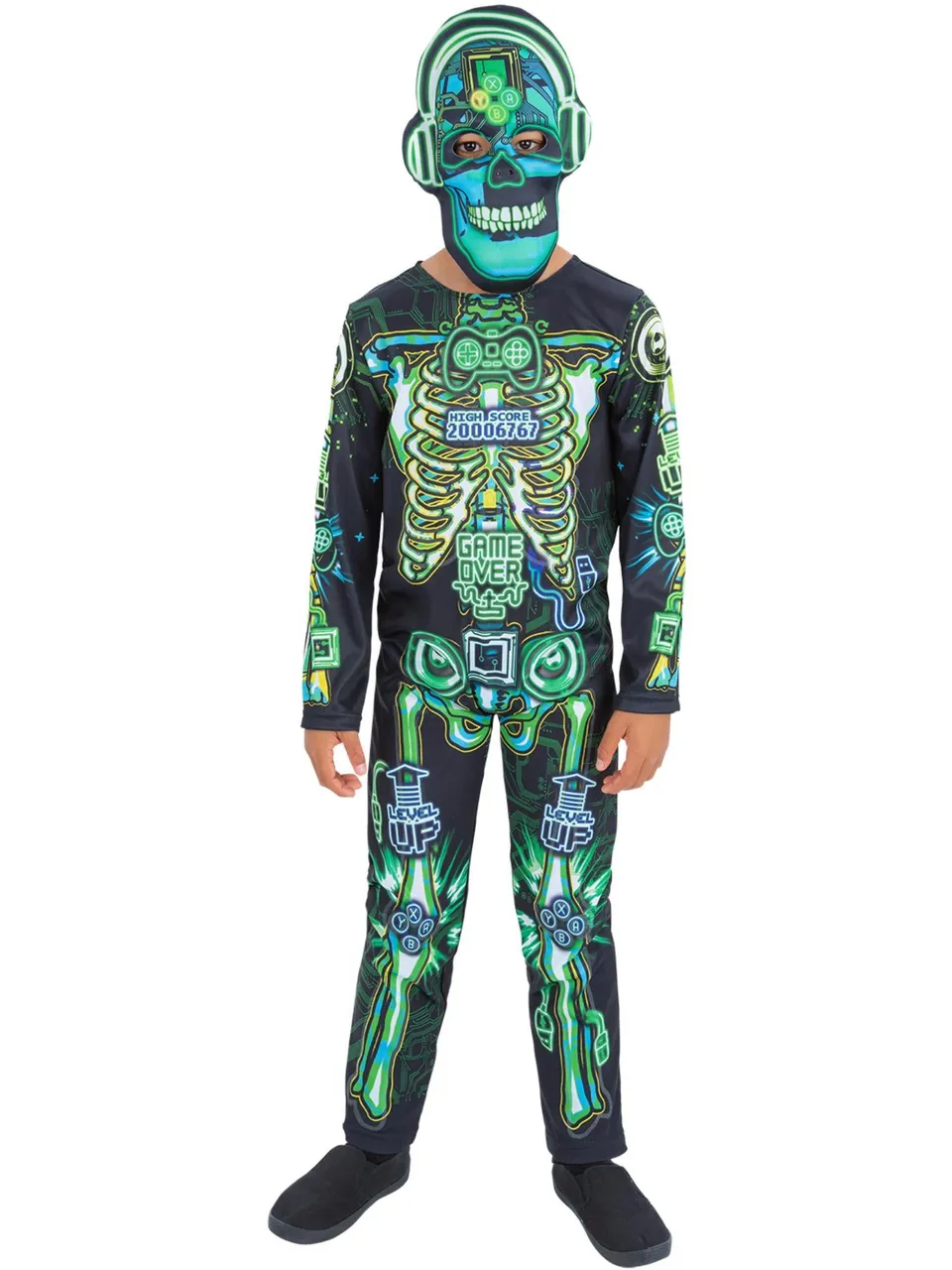 smiffys-fever-skelett-gamer-kost-m-jungen-leuchtend image 1