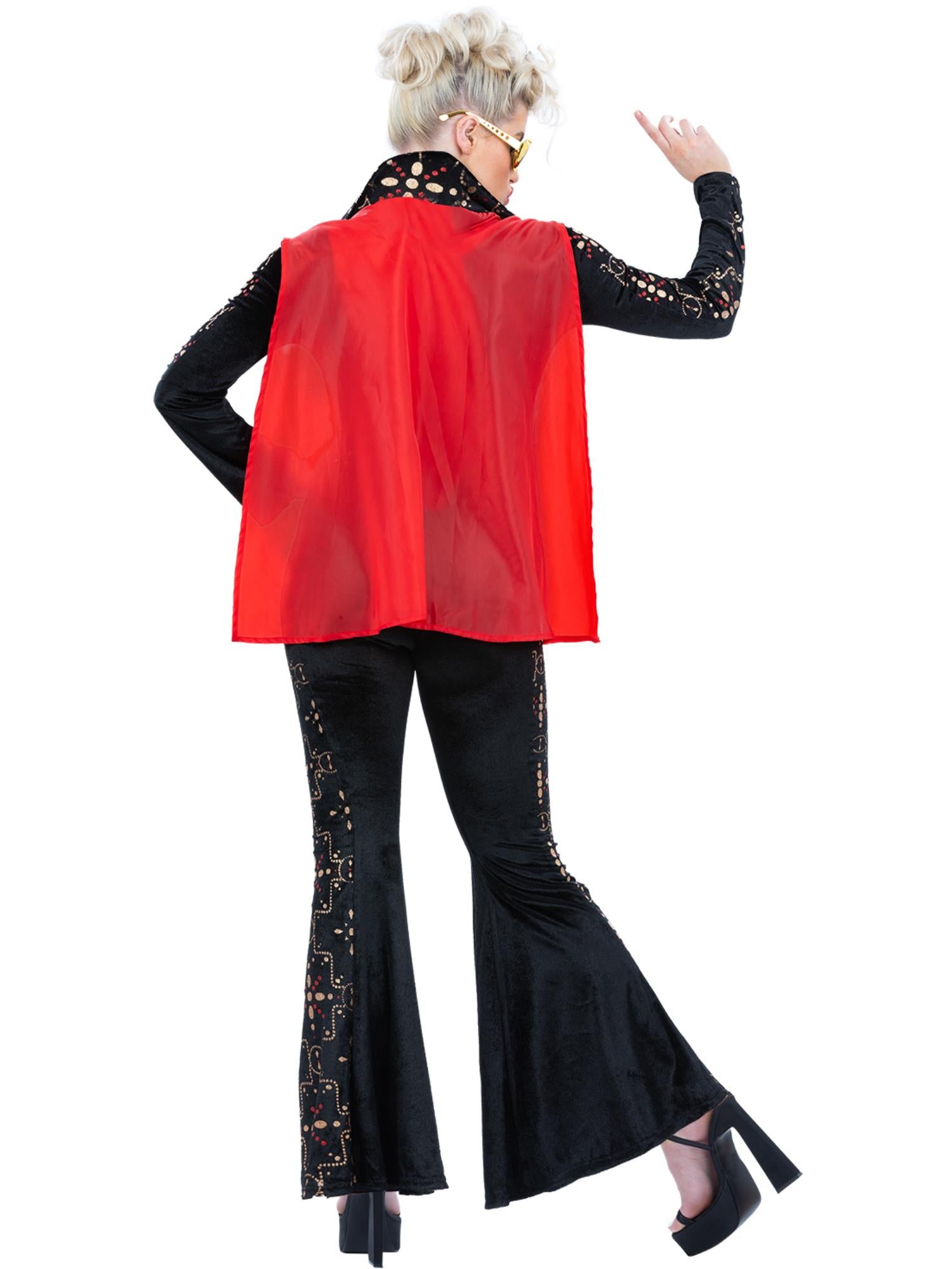 smiffys-fever-elvis-jumpsuit-damen-schwarz-mit-cape-strass image 2