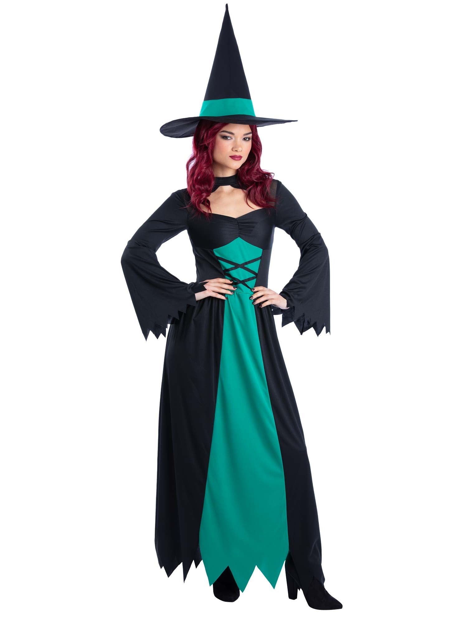 smiffys-fever-bewitched-hexenkost-m-gr-n-kleid-hut-damen image 4
