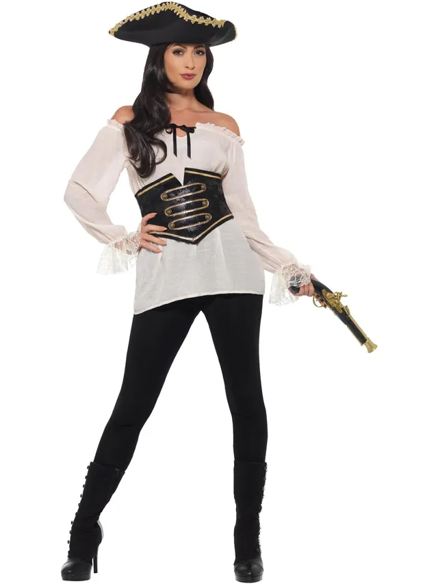 smiffys-fever-piratenbluse-damen-creme-mit-schn-rmieder-gr-e-m image 1