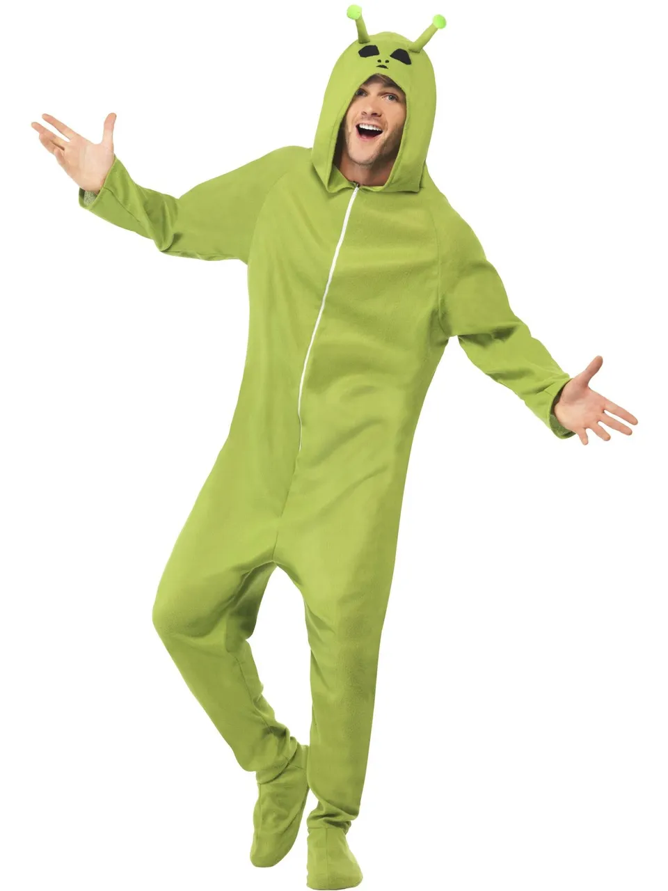 smiffys-fever-alien-kost-m-herren-gr-n-s-overall-mit-haube image 1