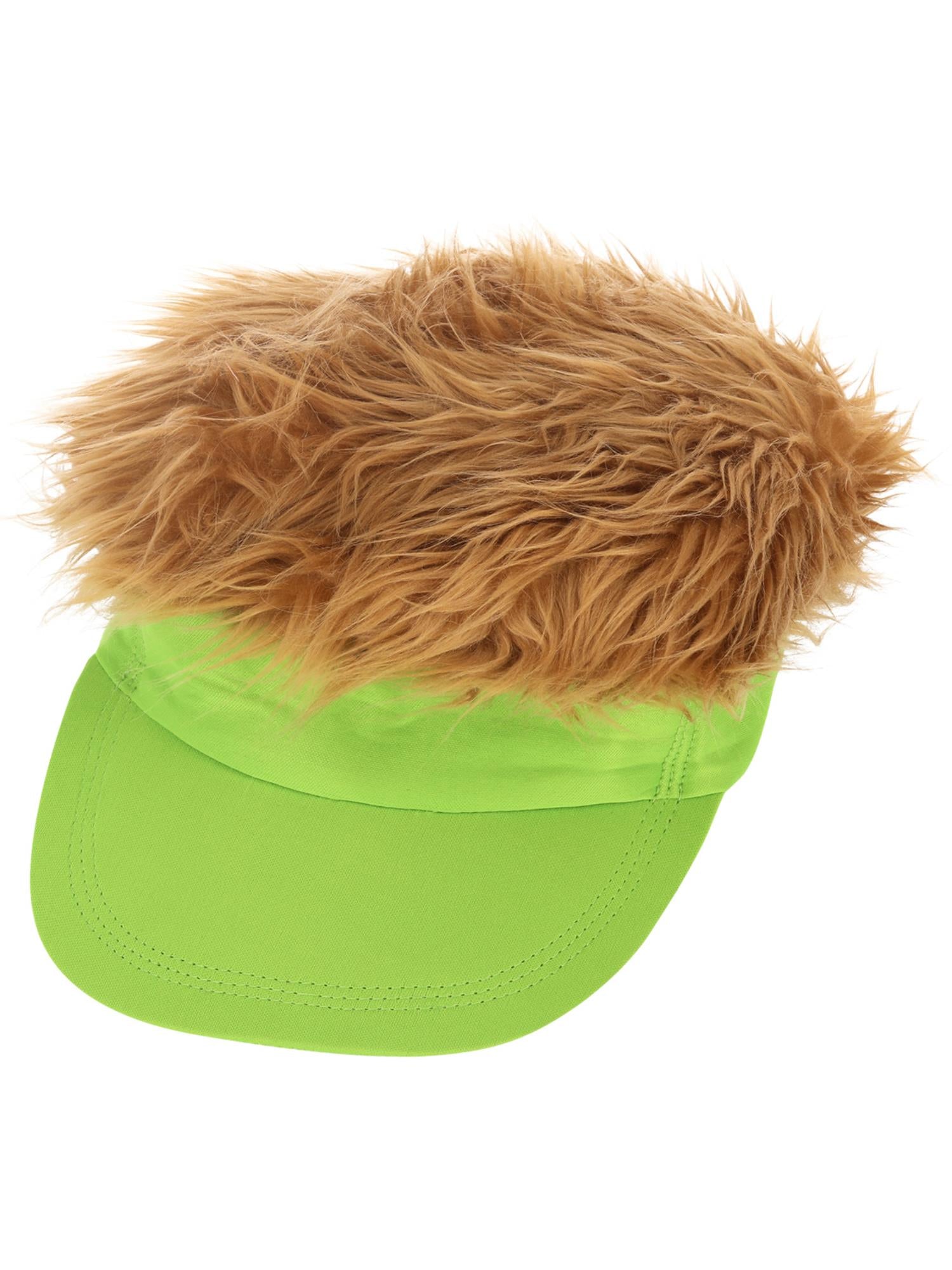 smiffys-fever-80s-visor-hut-neongr-n-mit-dunkelblonden-haaren image 2