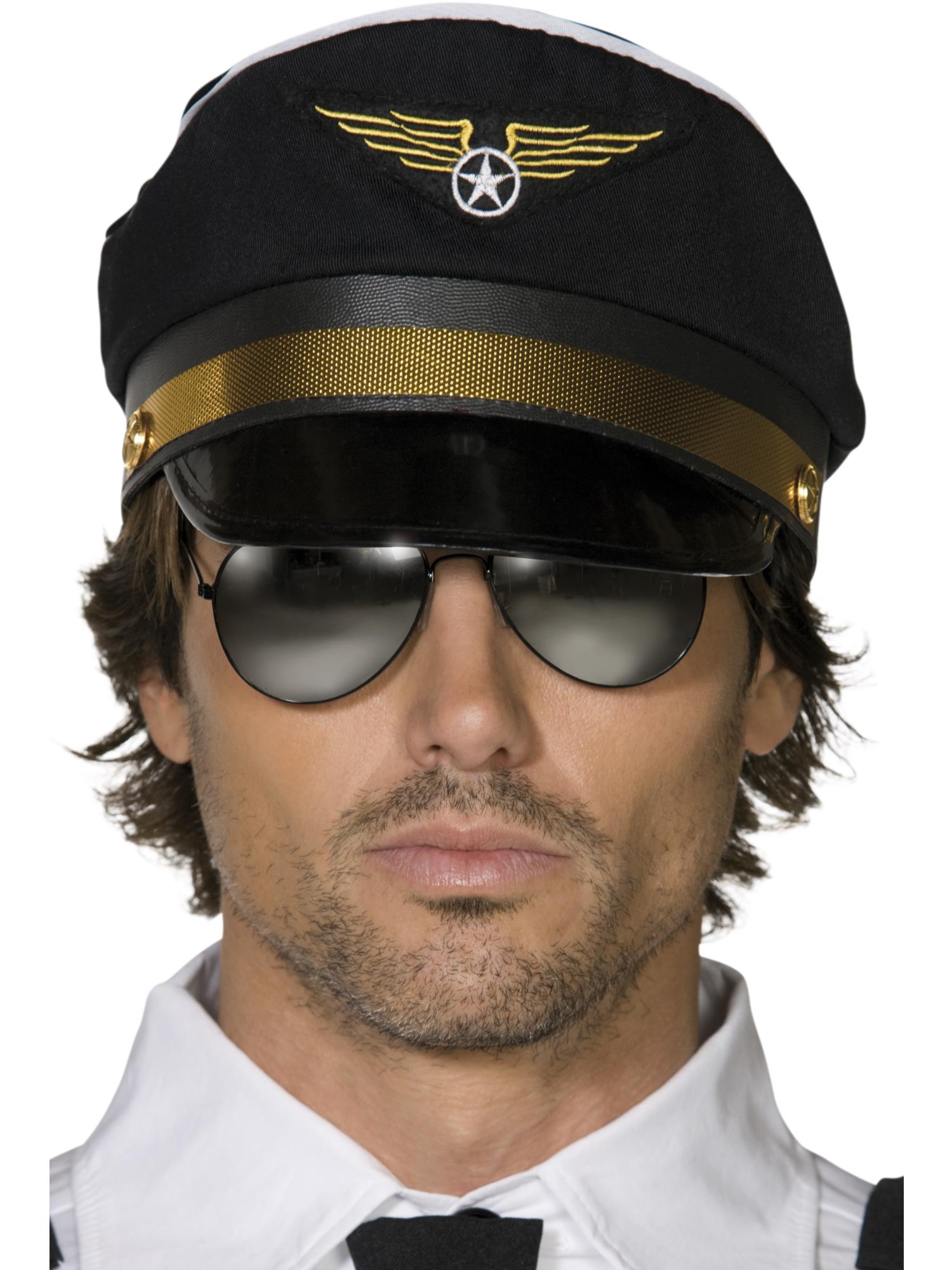 smiffys-fever-pilotenm-tze-schwarz-mit-gold-einheitsgr-e image 2