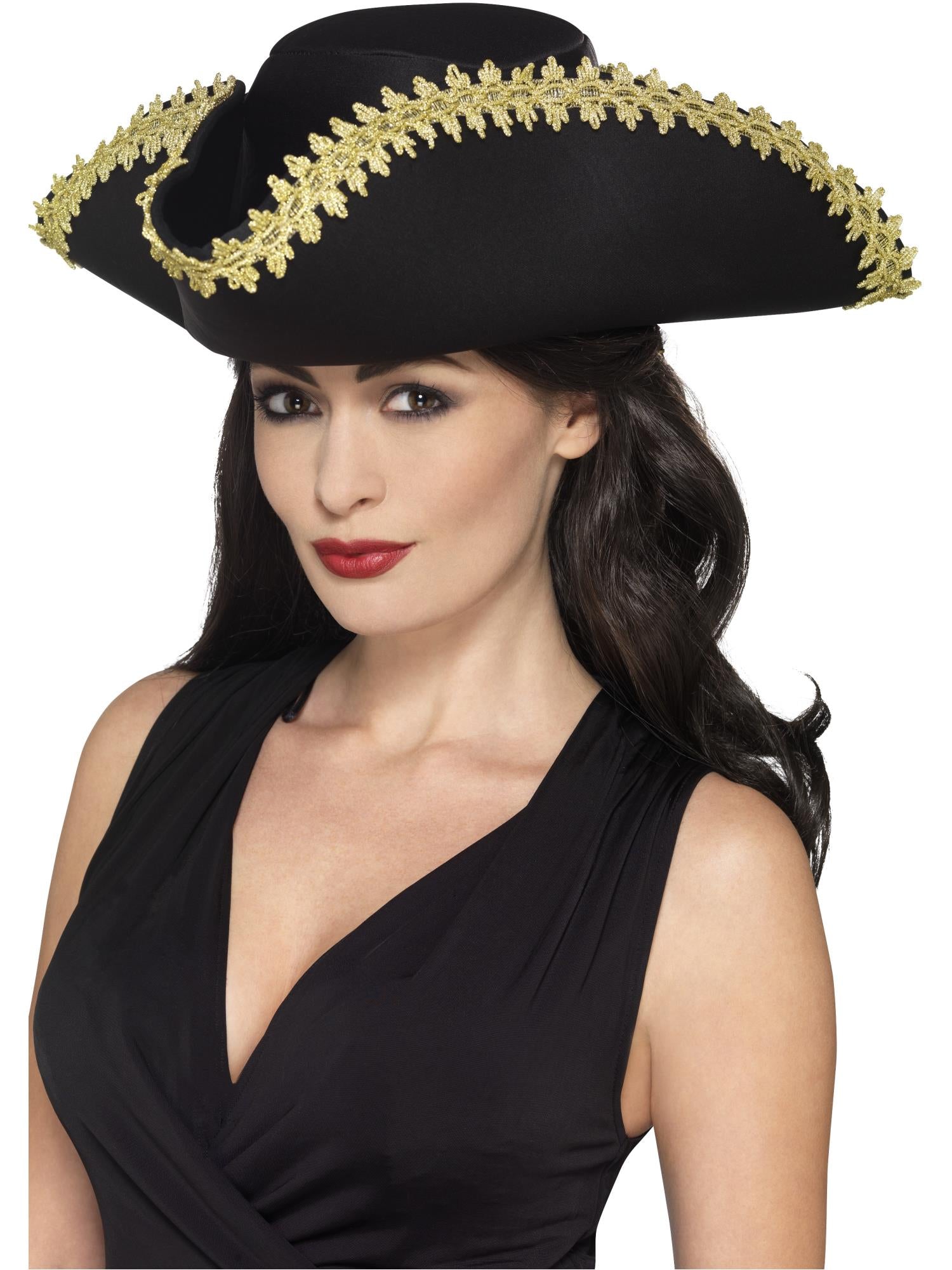 smiffys-fever-piratenhut-schwarz-gold-dreispitz-einheitsgr image 2