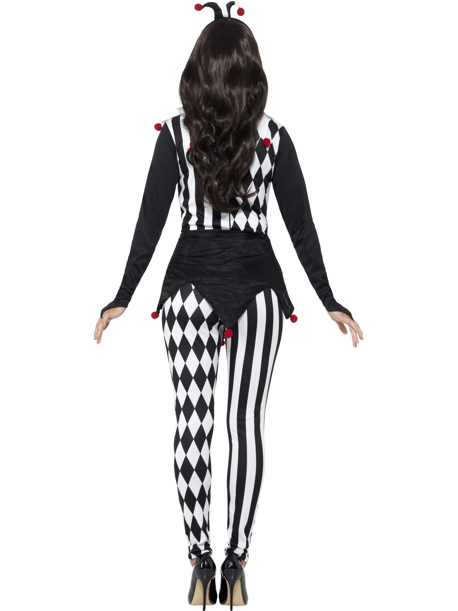 smiffys-fever-harlekin-jester-kost-m-damen-schwarz-rot image 2
