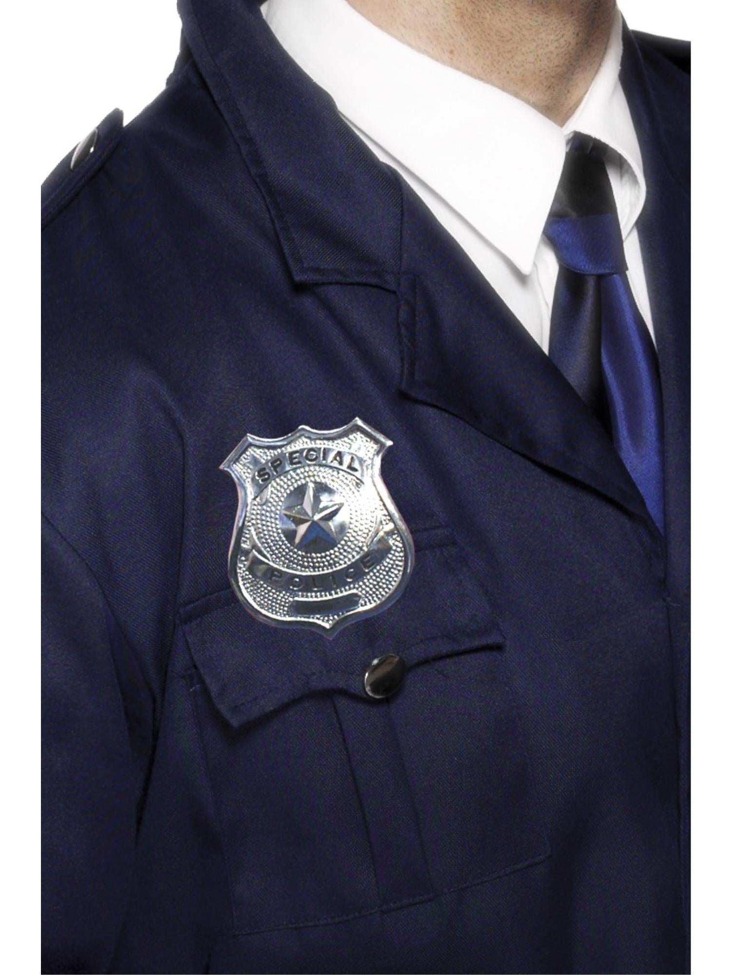 smiffys-fever-polizei-marke-metall-silber-abzeichen image 1