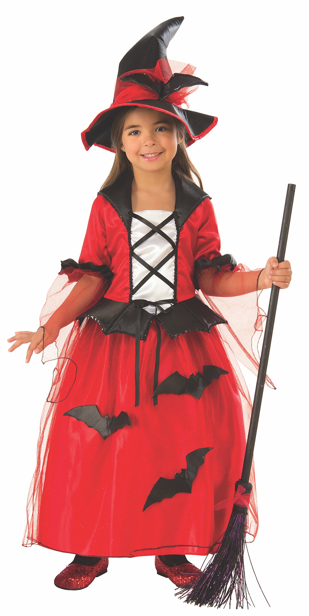 rubie-s-deluxe-bat-witch-kost-m-rot-schwarz-gr-m-mit-hut image 1