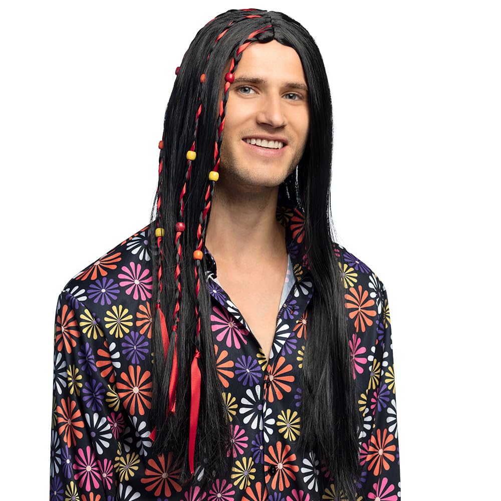 boland-wigs-flower-power-per-cke-schwarz-lang-erwachsene image 1