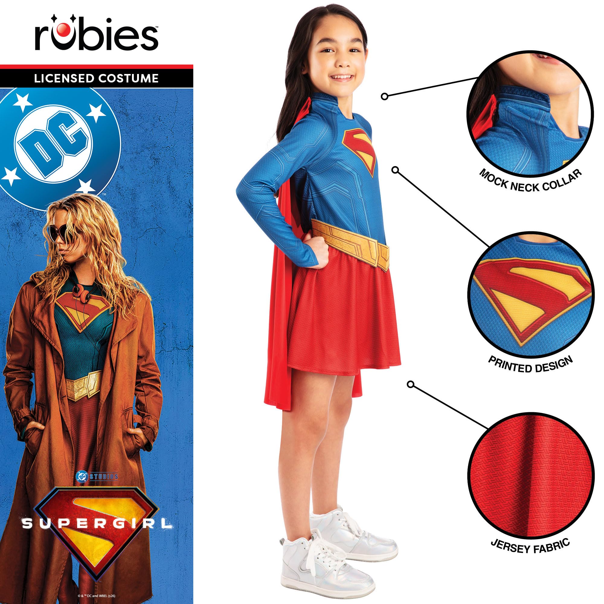 rubie-s-deluxe-supergirl-kost-m-kinder-5-6-jahre-kleid image 3