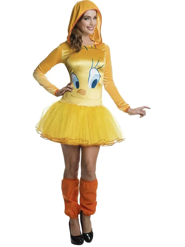 rubie-s-deluxe-tweety-kost-m-kleid-s-kapuze-gelb-damen image 1