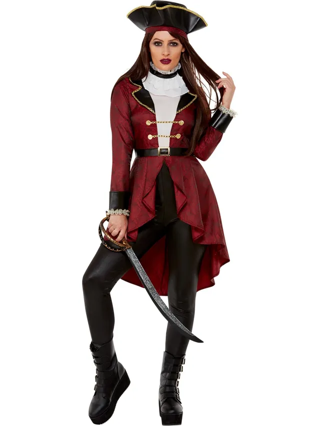 smiffys-fever-swashbuckler-piratenkost-m-bordeaux-damen image 1