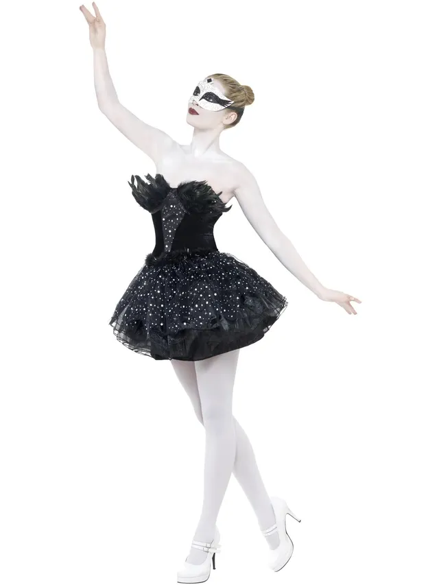 smiffys-fever-gothic-swan-kost-m-schwarz-mit-tutu-gr-s image 1