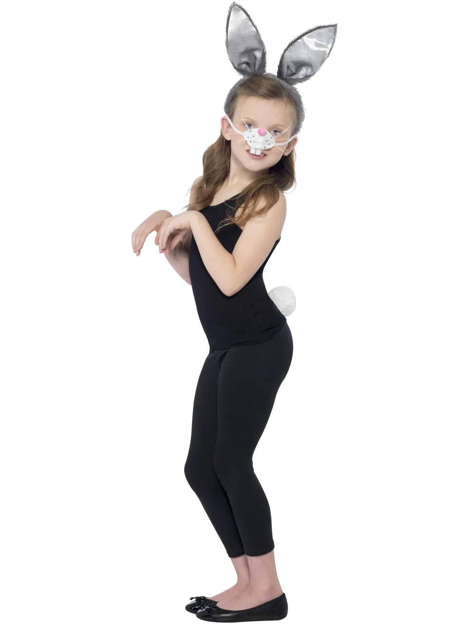 smiffys-fever-bunny-kit-kinder-grau-hasenohren-nase-schwanz image 1