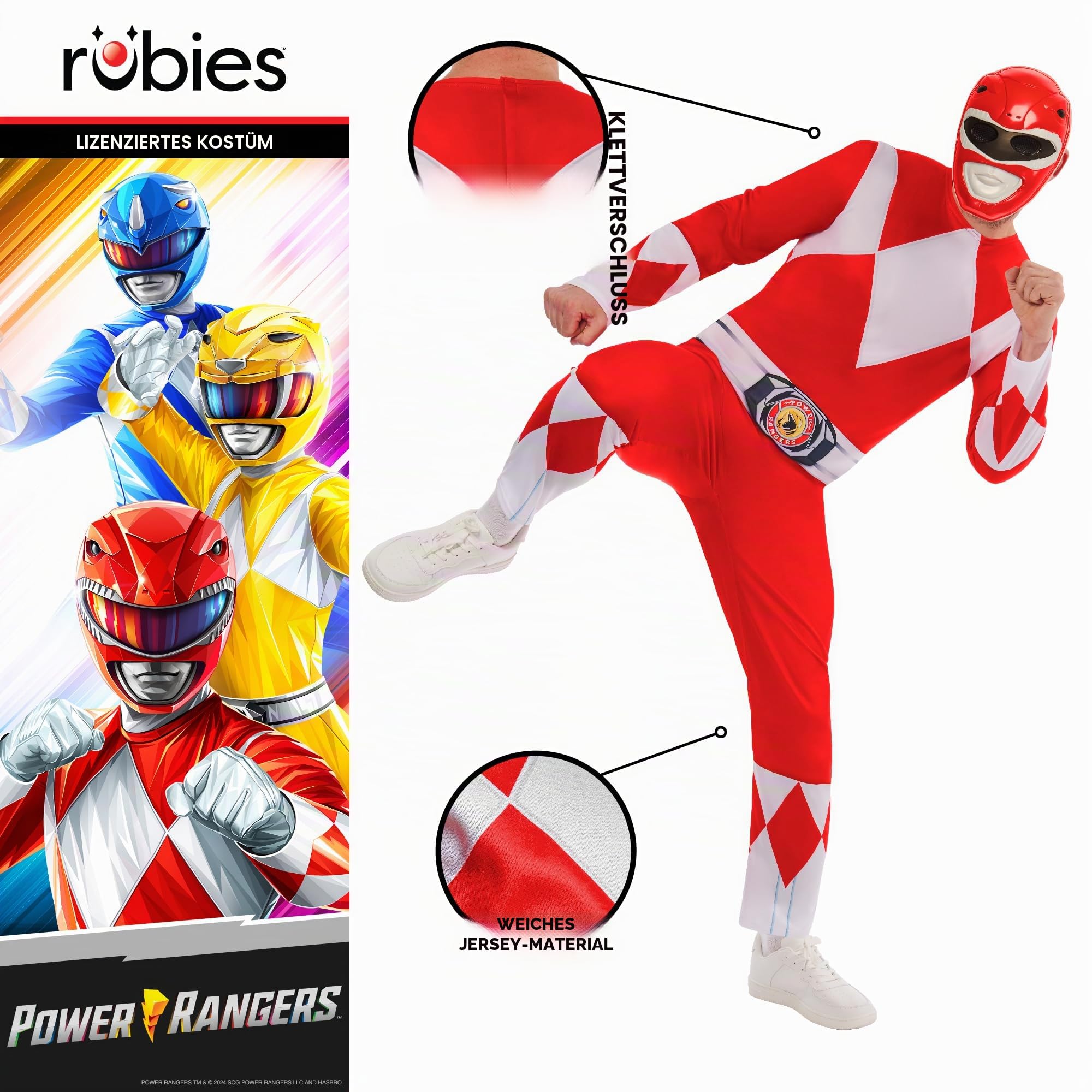 rubie-s-deluxe-power-rangers-red-ranger-kost-m-s-erwachsene image 2