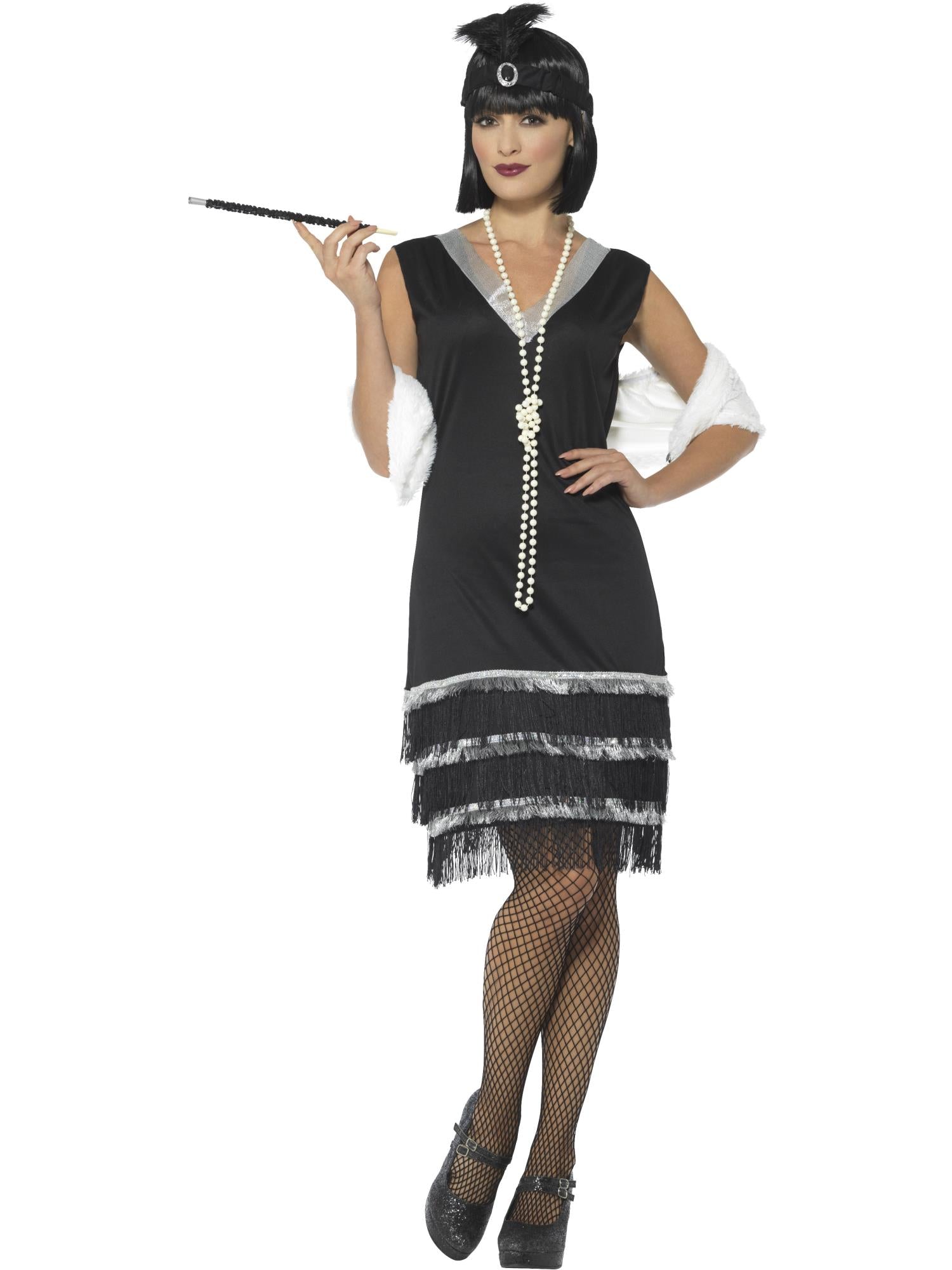 smiffys-fever-flapper-kost-m-schwarz-s-kleid-stola image 4