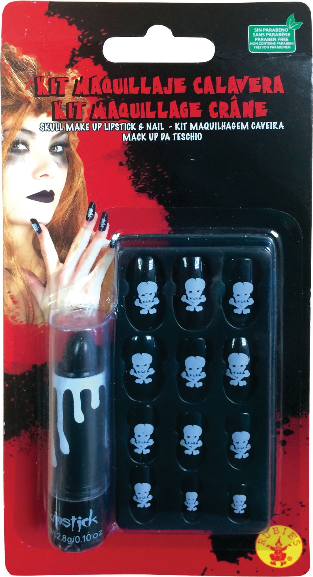 rubies-totenkopf-schminkset-lippenstift-schwarz-n-gel-11-tlg image 2